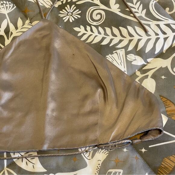 Amanda Uprichard M gray metallic crop top festival halter tank top backless - Picture 8 of 11